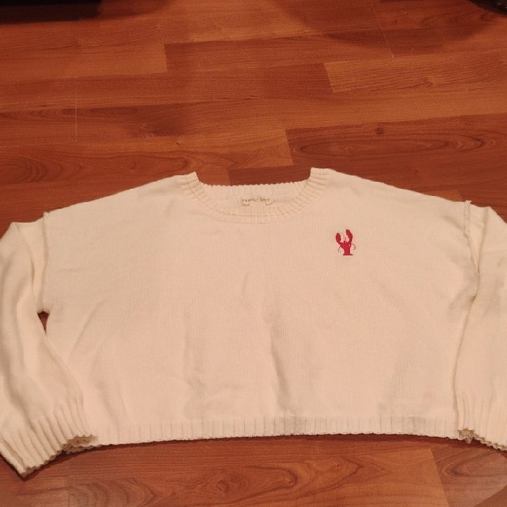 Lauren James Women's Cream Sweater with Red Embroidery